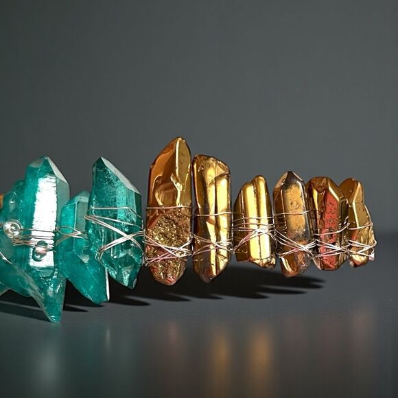 Handmade Genuine Gold and Teal Crystal Headband main image 7